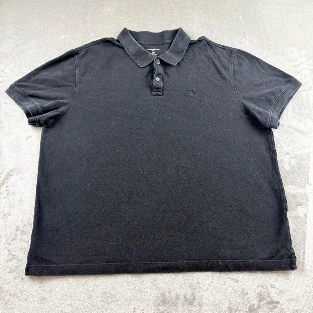 Banana Republic Men's XL Black Pique Polo Shirt Short Sleeve Organic Cotton
